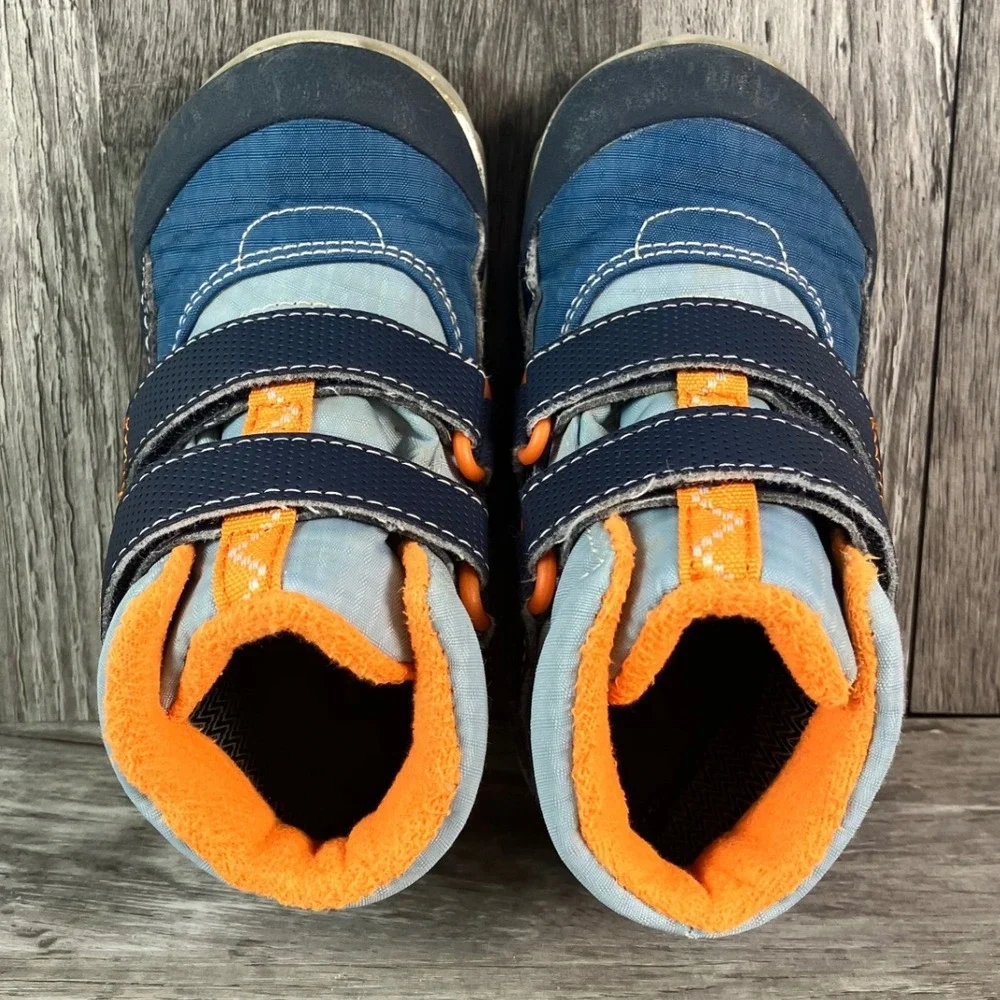 See Kai Run Boys Blue Orange Waterproof Insulated Winter Boots Toddler Size 8